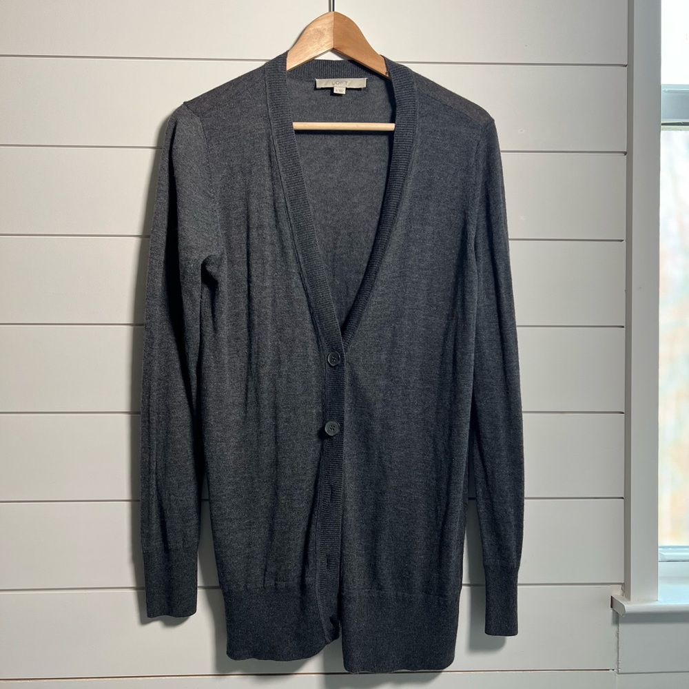 Loft dark grey cardigan M like new